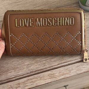 Love Moschino Tan Wallet with Gold Details Fair Condition see pics